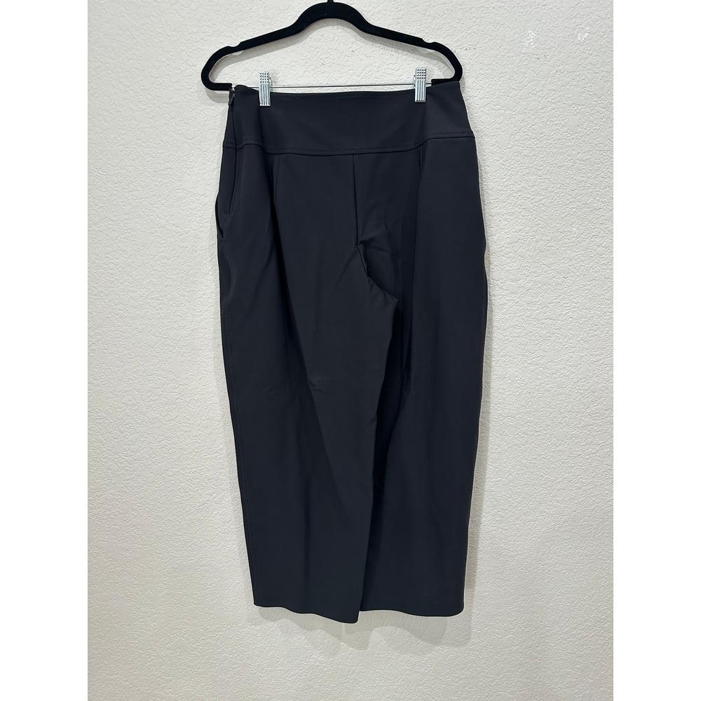 Athleta Brooklyn Wide Leg Crop Pants Black W 10 Side Zip High Rise Seam Front - Picture 2 of 10